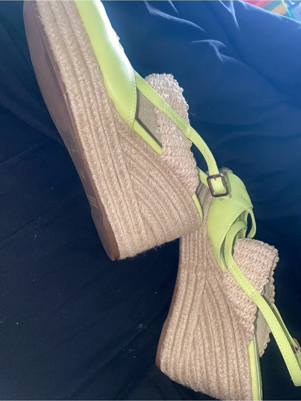 OFF Lime Green Espadrille Platform Wedge Sandals Made in Brazil Size 9